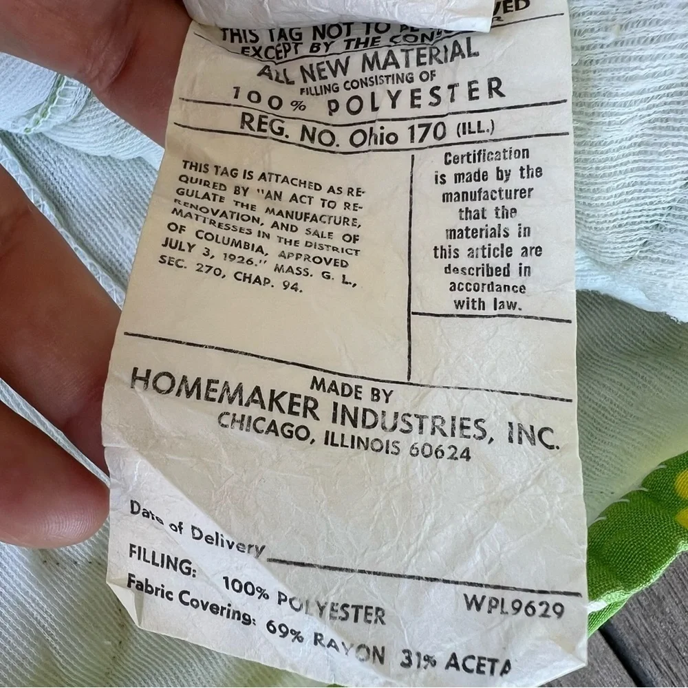 Vintage MCM Quilted Coverlet Bedspread Retro Floral Green Yellow 96x102 GUC